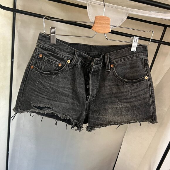 Levi's 501 Black Denim Cutoff Shorts - Picture 3 of 8